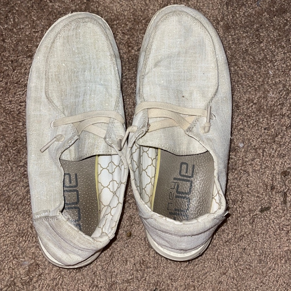 Cream colored glitter Hey Dudes